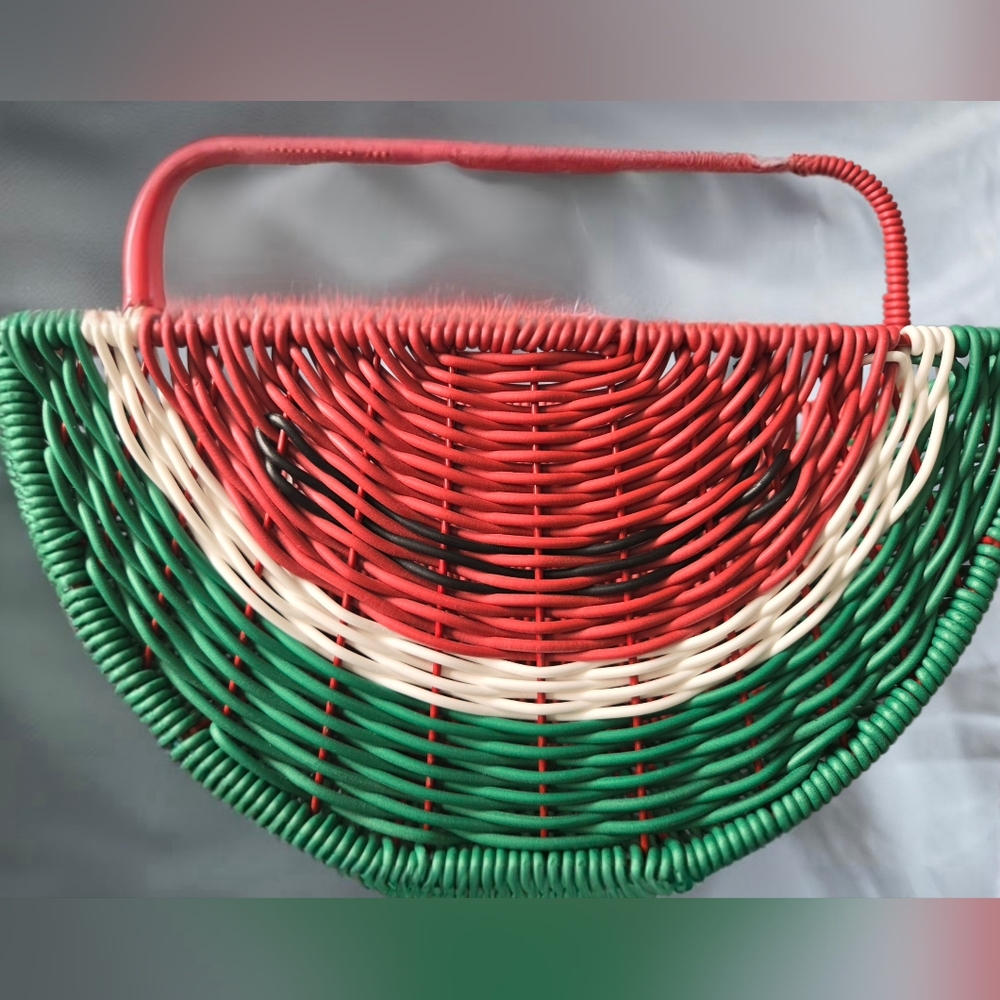C&C California Watermelon Picnic Basket Resin Wicker Plate & Utensil Caddy